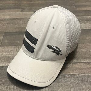 White Mesh Back Men's Baseball Cap with Black Accent Stripes